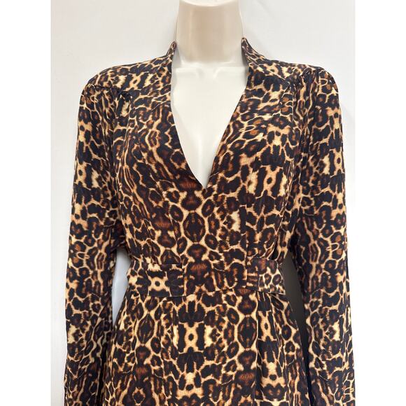 Figue Leopard Animal Print Long Sleeve Maxi Dress Size XL - Picture 2 of 8